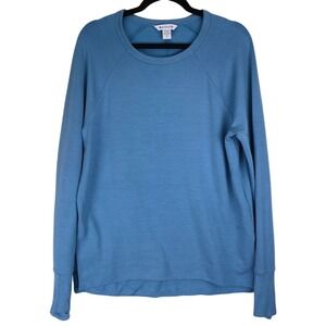 Athleta Womens Crewneck Sweatshirt Size Small Blue Thumbholes‎ Cozy Activewear
